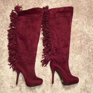 Over the knee wide calf boots